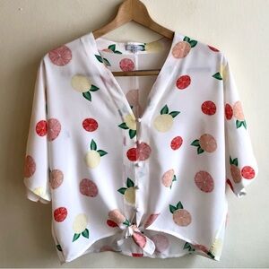 Rails Thea Silk Citrus Print Blouse Size Small S
